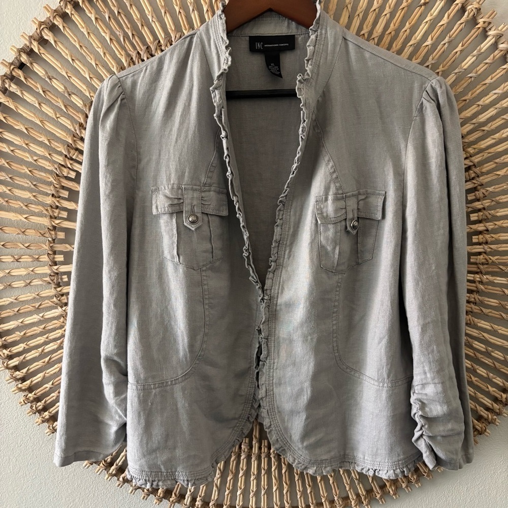 INC concepts linen Jacket blazer gray